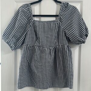 Nautica Blue and White Gingham Women's Top